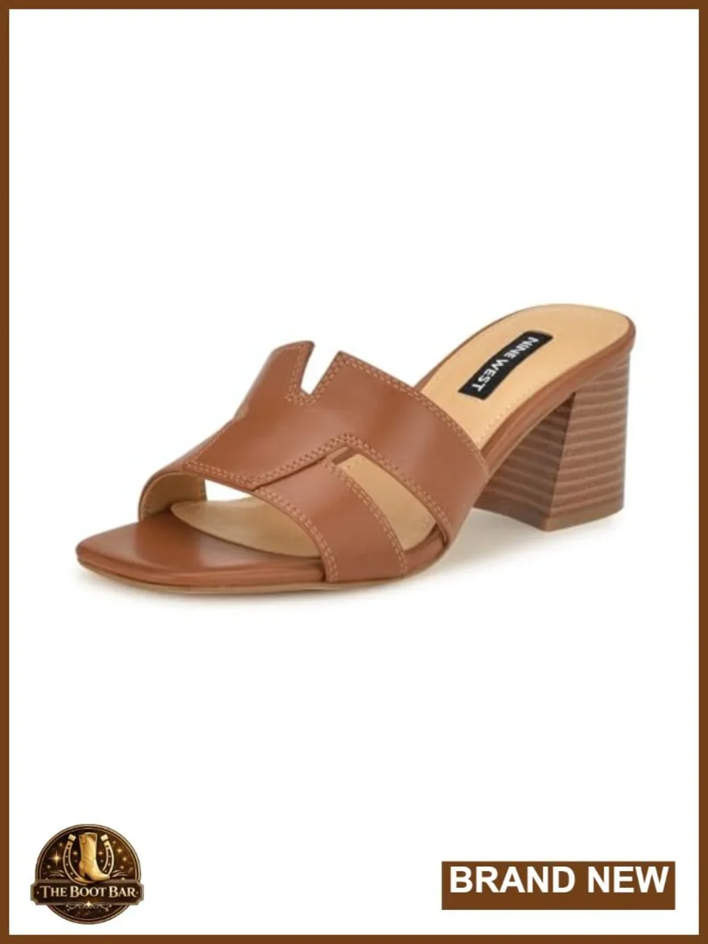 Nine West Griselda Heeled Sandal Women's Kitten Block Heel Faux Leather Slip-On